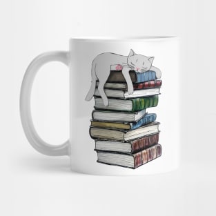 Cat loves books T-Shirt Mug